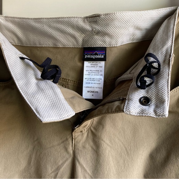 PATAGONIA size 4 Rock Craft roll up pants Ash Tan athletic hiking pants pockets - Picture 11 of 16